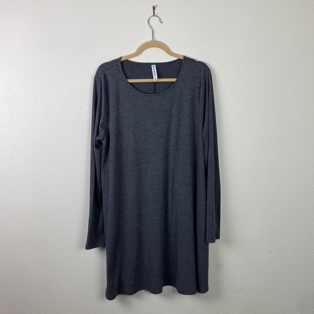 Zenana Premium | Women's Gray Long Sleeve Tunic Top/Dress 2X Plus
